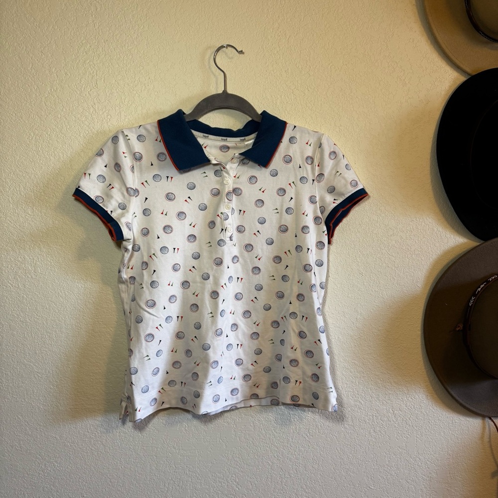 Golf shirt White Polo Shirt with Blue Collar